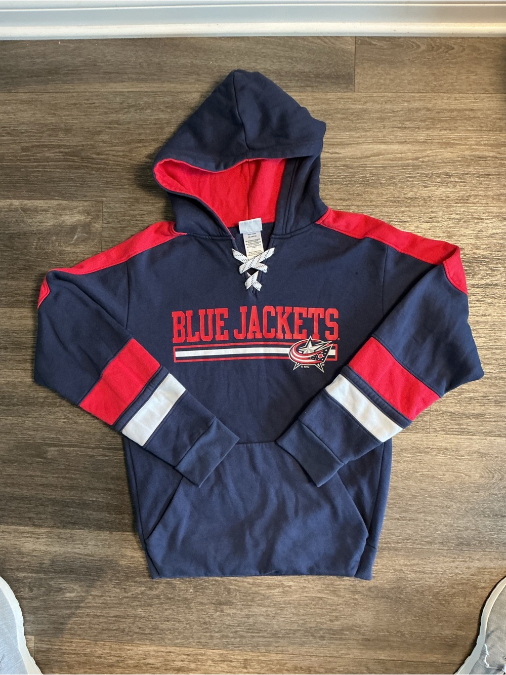 NHL Blue Jackets Navy and Red Pullover Hoodie